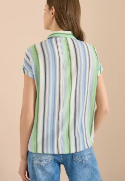 Overhemdblouse met strepen en knopen