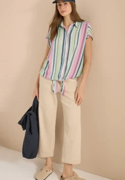 Overhemdblouse met strepen en knopen