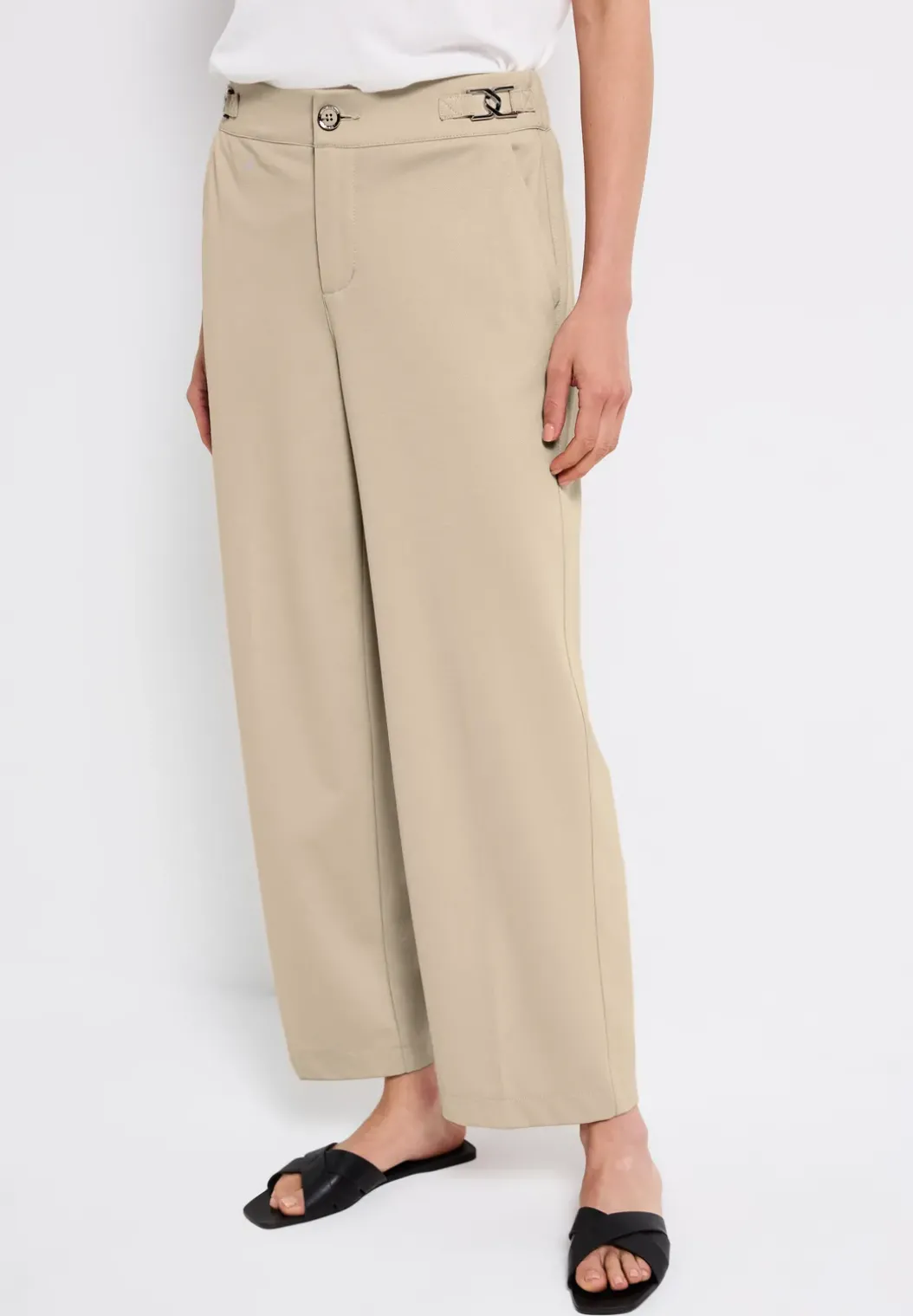 Pantalon met rechte pijpen piquée