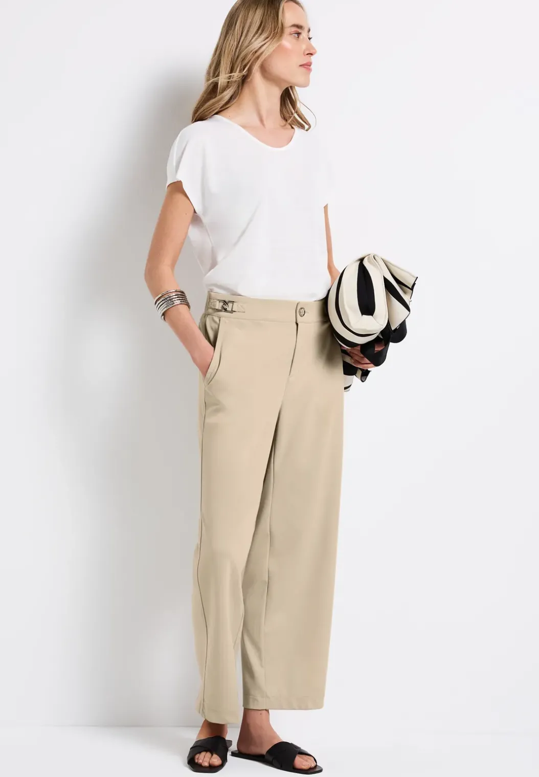 Pantalon met rechte pijpen piquée