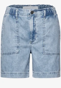 Paperbag denim shorts