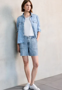 Paperbag denim shorts