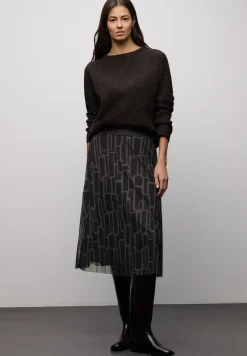 Plooirok van mesh met print