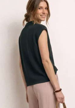 Poloshirt met losse schouders in een gebreide look