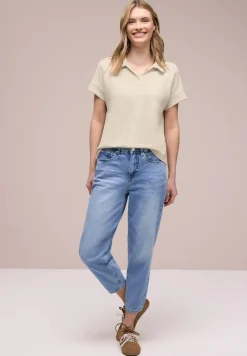 Poloshirt met korte mouwen en geribd detail