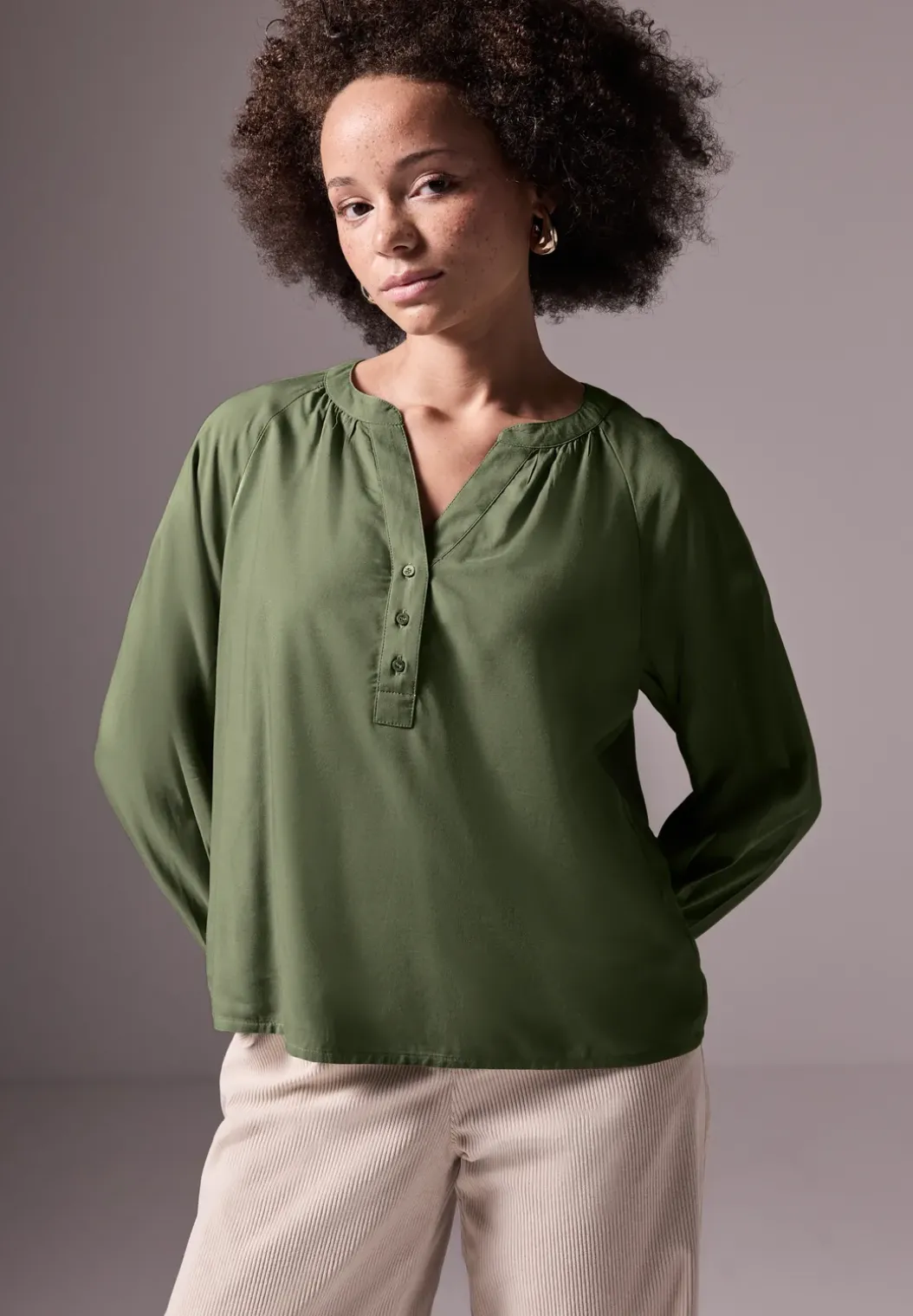 Raglan blouse in effen kleur