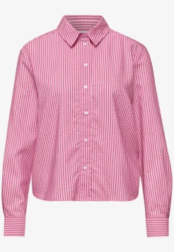 Seersucker blouse met lange mouwen