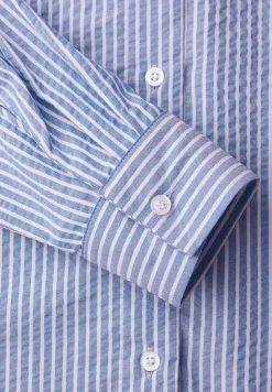 Seersucker blouse met lange mouwen
