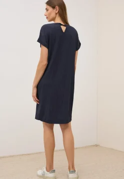 Seersucker jurk in effen kleur