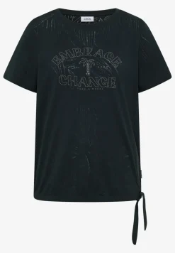 Shirt in burn-out look met tekst