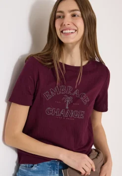 Shirt in burn-out look met tekst