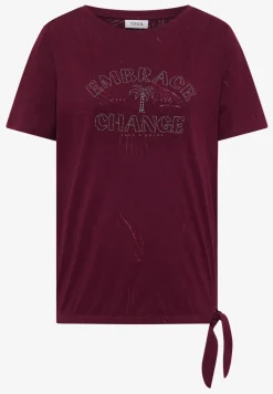 Shirt in burn-out look met tekst