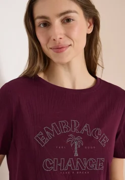 Shirt in burn-out look met tekst