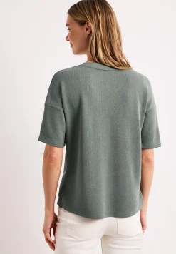 Shirt in gebreide look met V-hals