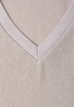 Shirt in gebreide look met V-hals