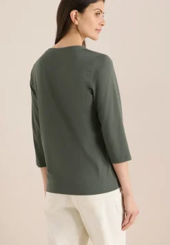 Shirt met 3/4 mouwen en split neck