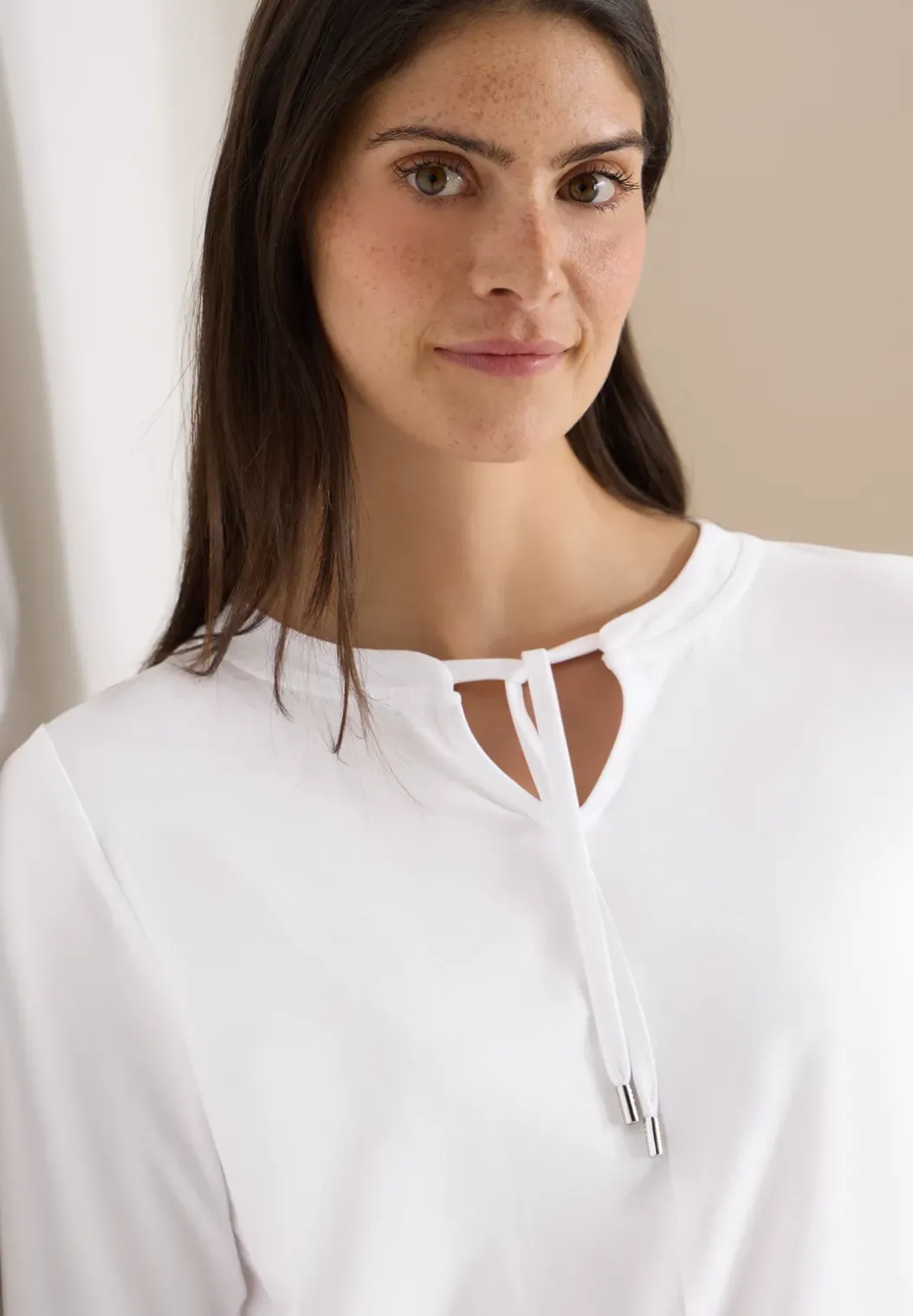 Shirt met 3/4 mouwen en split neck