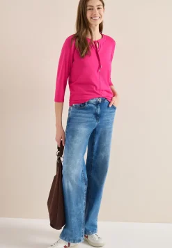Shirt met 3/4 mouwen en split neck