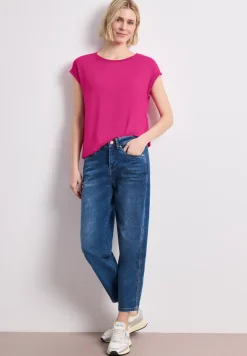 Shirt met boothals en decoratieve tape