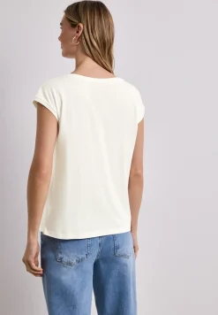 Shirt met boothals en decoratief detail
