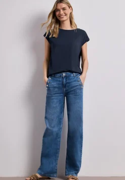 Shirt met boothals en decoratief detail