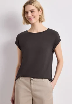 Shirt met boothals en decoratieve tape