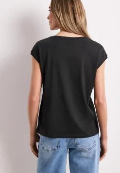 Shirt met boothals en decoratief detail