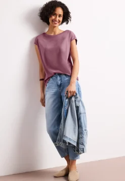 Shirt met boothals en decoratief detail