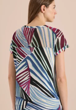 Shirt met boothals en mesh inzet