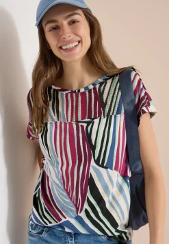 Shirt met boothals en mesh inzet