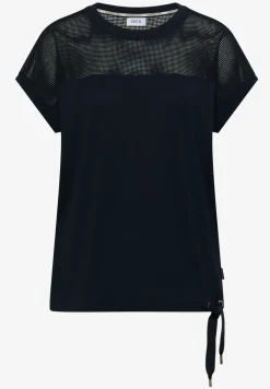 Shirt met boothals en mesh inzet
