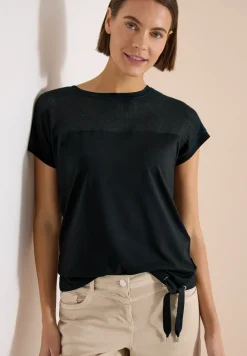 Shirt met boothals en mesh inzet