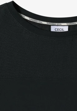 Shirt met boothals en mesh inzet