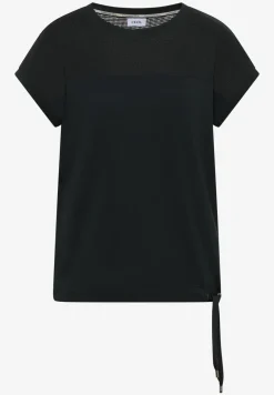 Shirt met boothals en mesh inzet