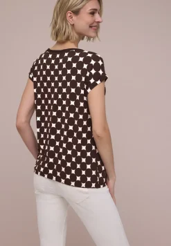 Shirt met boothals en print