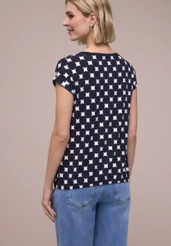 Shirt met boothals en print