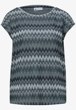 Shirt met boothals en zigzagprint