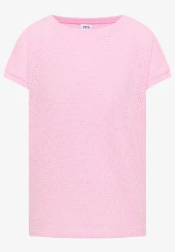 Shirt met boothals in ajour-look