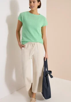 Shirt met boothals in ajour-look