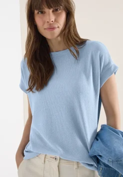 Shirt met boothals in gebreide look