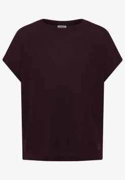Shirt met boothals in gebreide look
