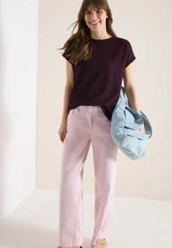 Shirt met boothals in gebreide look