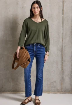 Shirt met gebreide look en V-hals