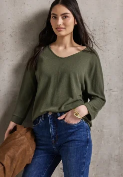 Shirt met gebreide look en V-hals
