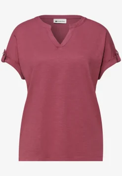 Shirt met gespleten hals en knoopdetails