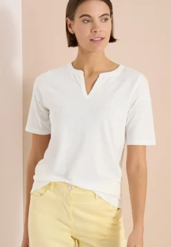 Shirt met gespleten hals in effen kleur