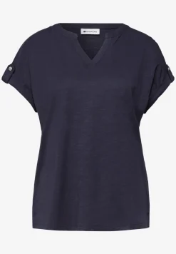 Shirt met gespleten hals en knoopdetails