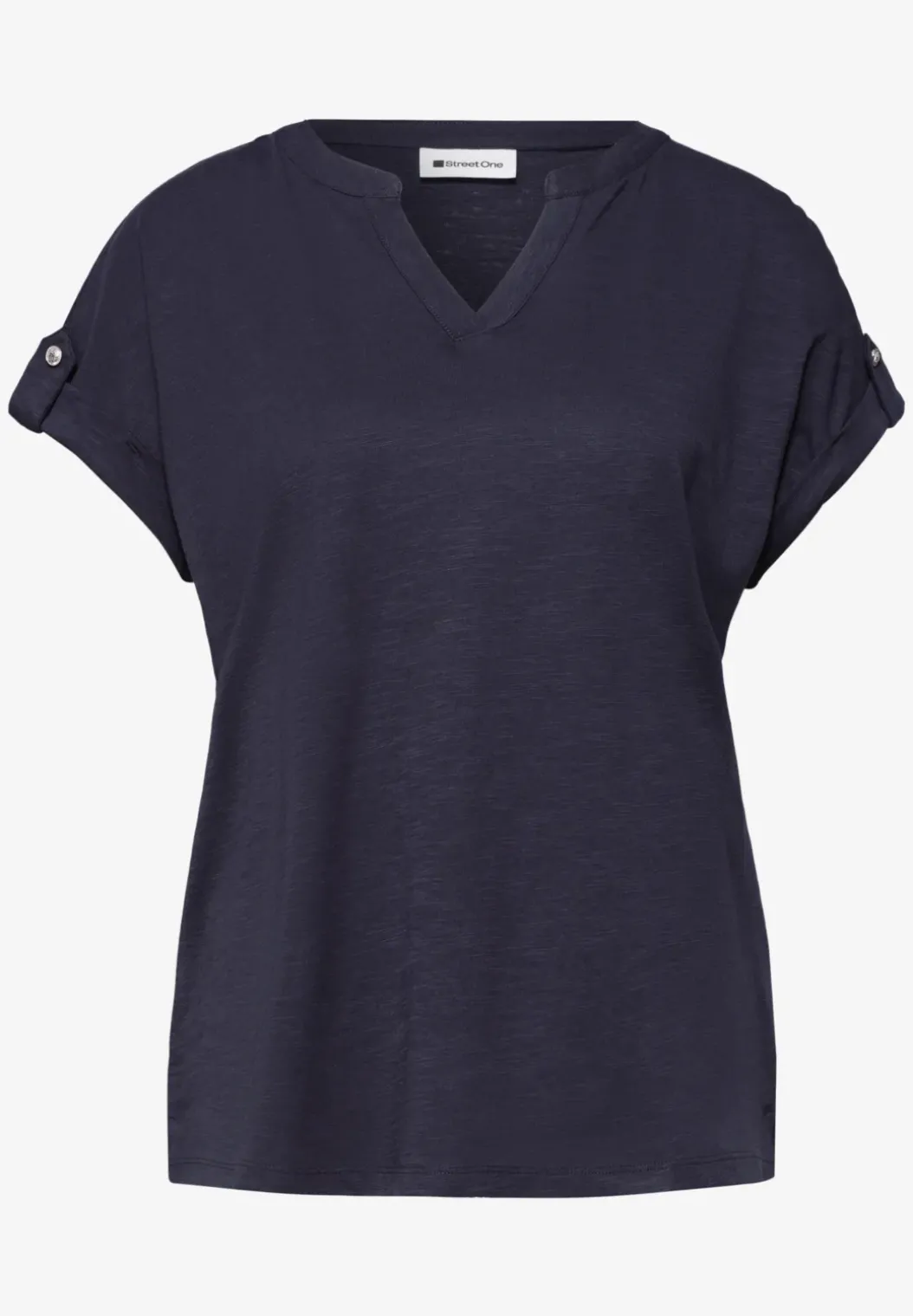 Shirt met gespleten hals en knoopdetails
