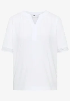 Shirt met gespleten hals en haakband