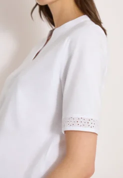 Shirt met gespleten hals en haakband